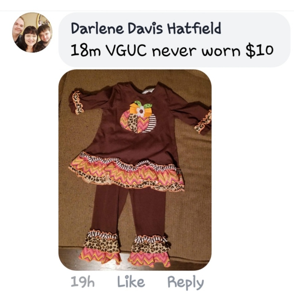 18 month 2 PC ruffled icing pants and tunic VGUC